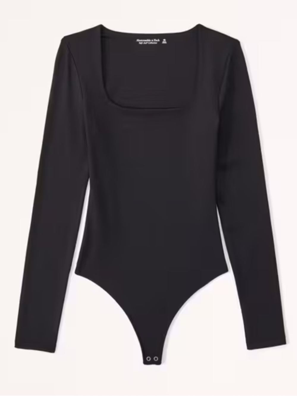 Abercrombie & Fitch long sleeve black seamless fabric soft Squareneck bodysuit